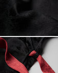DOINDULGE Kimono Sleeve Wrap Coat with Red Contrast Cuffs and Long Tie