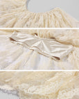 ROVENTE Haut court en dentelle crème drapé & Ensemble jupe longue en soie