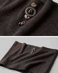 DOINDULGE Draped Knit Maxi Dress with Cowl Neck and Natural Button Detail