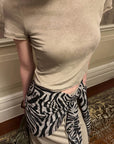 0122STEPLL Sheer Zebra Layered Low-Rise Maxi Skirt Three-Piece Set