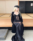 Rase le sol Sheer Lace Paneled Slip Maxi Dress
