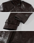 ROVENTE Belted Leather-Look Trench Jacket with Wide Lapels & Double-Breasted Front