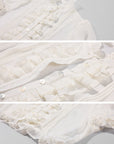 Hydrae Sheer Ruffle Pintuck Cropped Blouse Top