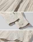 ROVENTE Pinstripe Linen Shirt and Shorts Set with Relaxed Fit and Tailored Detailing