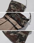 0122stepll Haut corset dos nu à bretelles camouflage