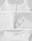 WARDEN EDGE Ribbed Tank Top with Lace and Button Details - PINKPARKS