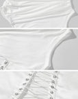 ROVENTE Off-Shoulder Corset Mesh Top in White - PINKPARKS