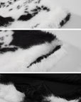0122stepll Cow Print Faux Fur Mini Skirt