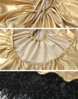 DreamyNerd Golden Lace-Trim Mini Slip Dress