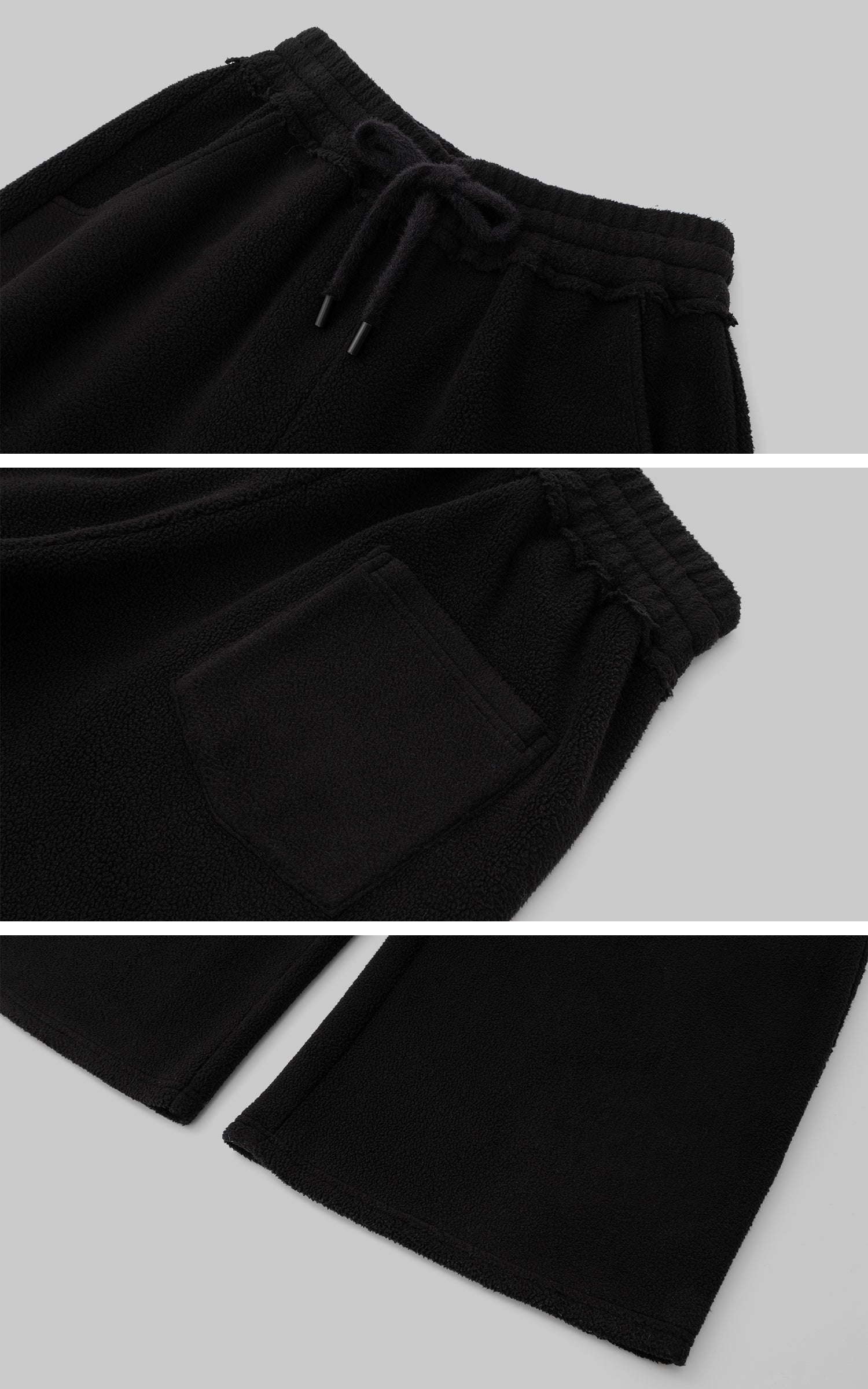 IAMXIAA Fleece Wide-Leg Sweatpants with Drawstring Waist