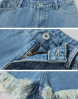 WARDEN EDGE Raw Hem V-Cut Denim Shorts - PINKPARKS