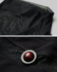 DOINDULGE Gothic Mesh Paneled Sleeveless Top with Red Orb Detail