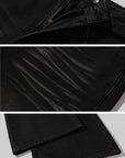 ROVENTE Washed Black Wide Leg Denim Pants