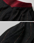 DOINDULGE Deconstructed Pinstripe Wide-Leg Pants with Contrast Waistband