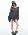 IAMXIAA Sweat-shirt oversize à épaules dénudées et cordon de serrage