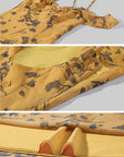 Hydrae Golden Floral Open-Shoulder Backless Slip Maxi Dress