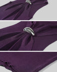ROVENTE Sequin Embellished Halter Neck Cut Out Knit Top & Mini Skirt Set
