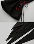 DOINDULGE Asymmetric Hem Shirt with Red Stitch Detail