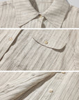 ROVENTE Pinstripe Linen Shirt and Shorts Set with Relaxed Fit and Tailored Detailing