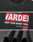 WARDEN EDGE Washed Oversized Tee with Red Letter Print