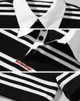 WARDEN EDGE Striped Cropped Polo Shirt with Contrast Collar - PINKPARKS