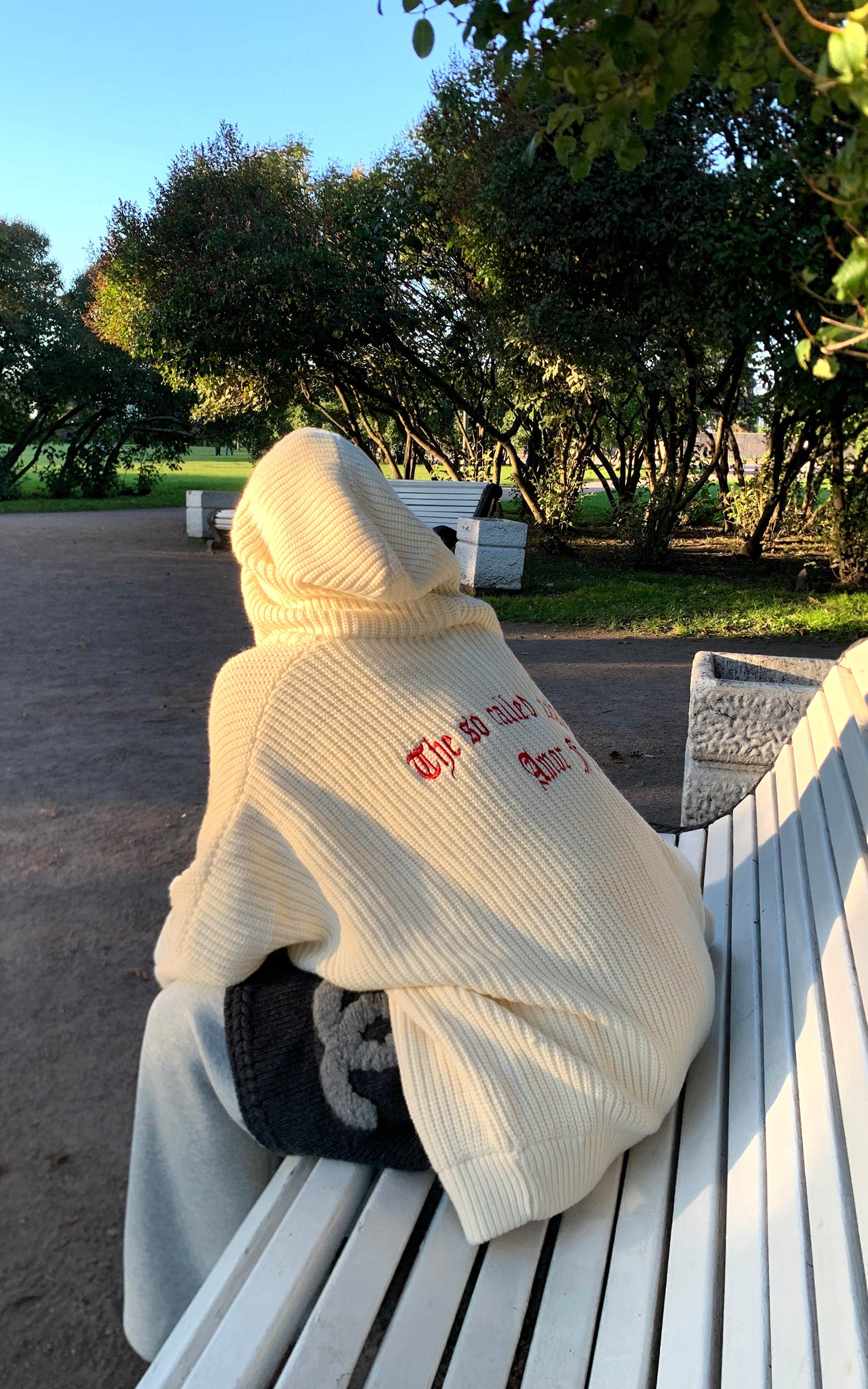 Rase le sol Loose Silhouette Knit Hoodie Cardigan With Lettered Back Detail