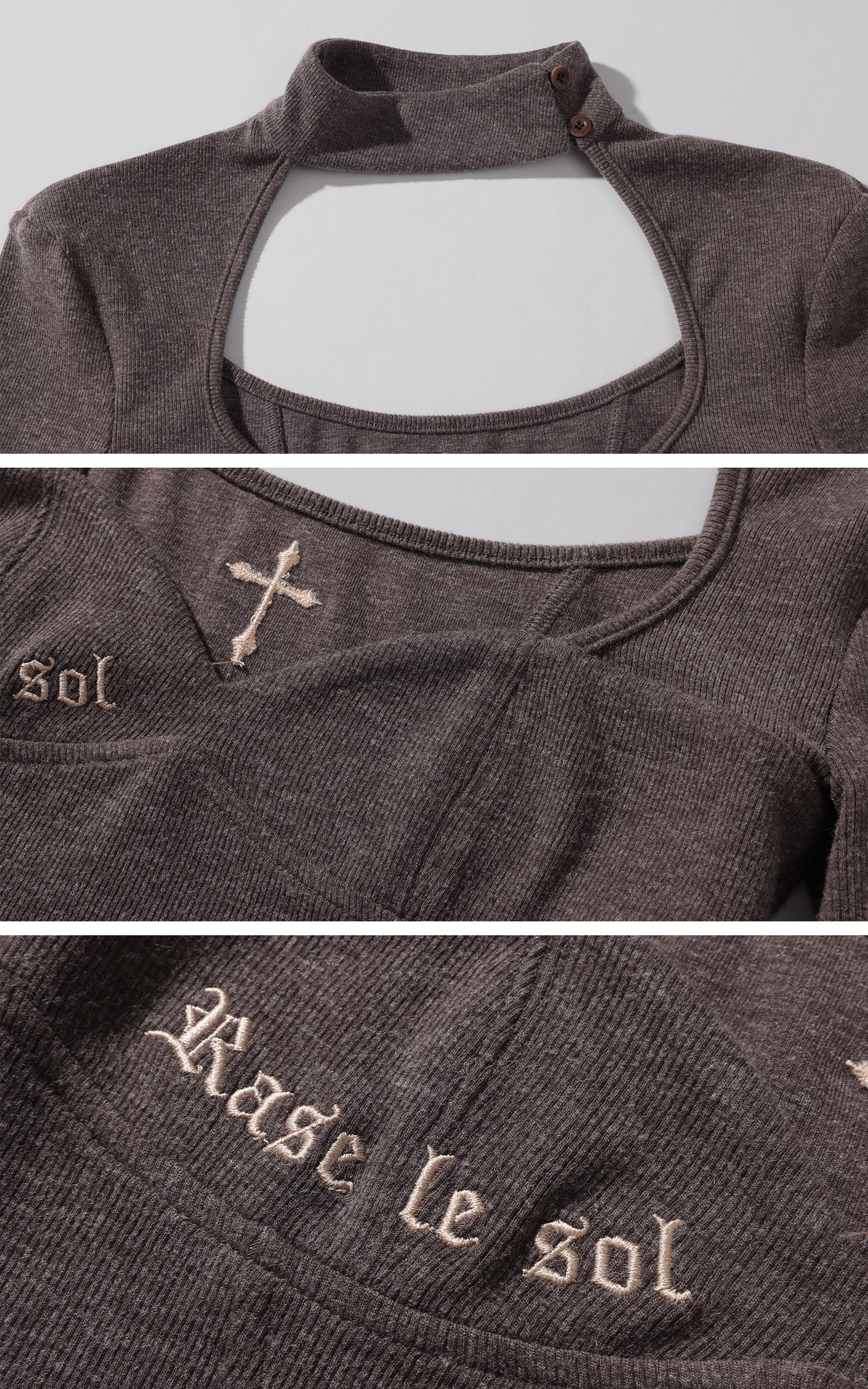 Rase le sol Asymmetric Cutout Ribbed Knit Top