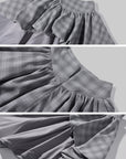 Rase le sol Plaid Tie-Front Top & Asymmetric Layered Skirt Set