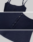 IAMXIAA Ribbed Button Fitted Camisole Top