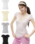 IAMXIAA Soft Fit V-Neck Cap Sleeve Tee