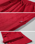 ROVENTE Pantalon cargo rouge à jambe large et cordon de serrage