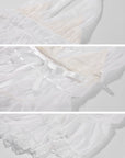Rase le sol Layered Sheer Lace & Ribbon-Tied Halter Top