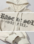 Rase le sol Gothic Embroidery Cropped Hoodie with Raw Edge Detail