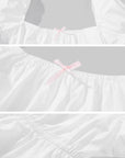 DreamyNerd Bow Detail Puff Sleeve Crop Top