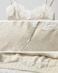 ROVENTE Shimmer Lace Trim Slip Mini Dress