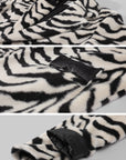 0122stepll Zebra Faux Fur Long Coat