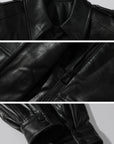WARDEN EDGE Veste en cuir courte avec épaulettes et poches utilitaires