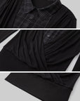 IAMXIAA Plaid Layered Draped Long Sleeve Top