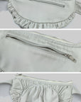 DreamyNerd Ruffled Satin Wide-Leg Pants with Detachable Mini Pouch