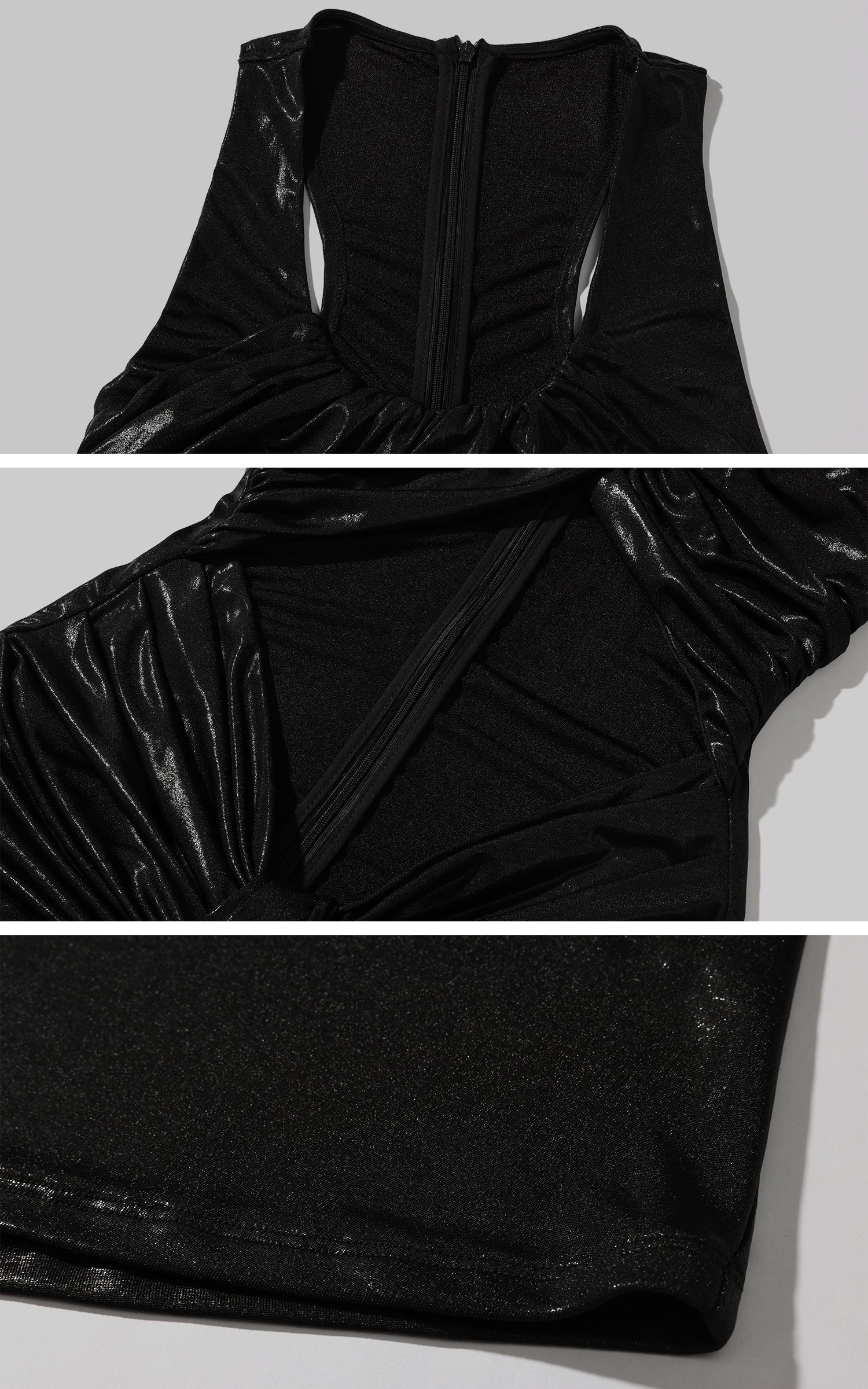 ROVENTE Cutout Draped Metallic Maxi Dress