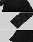 IAMXIAA Black Floral Lace Sweetheart Neck Fitted Top