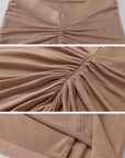 ROVENTE Sheer Ruched Mesh Maxi Skirt - PINKPARKS