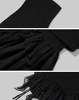 WARDEN EDGE Strapless Asymmetric Ruffle Dress Sheer Layered Midi Dress
