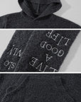 Rase le sol Embroidered Hooded Knit Sweater & Long Shorts Set