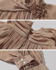 ROVENTE Draped Scarf Blouse with Flower Detail