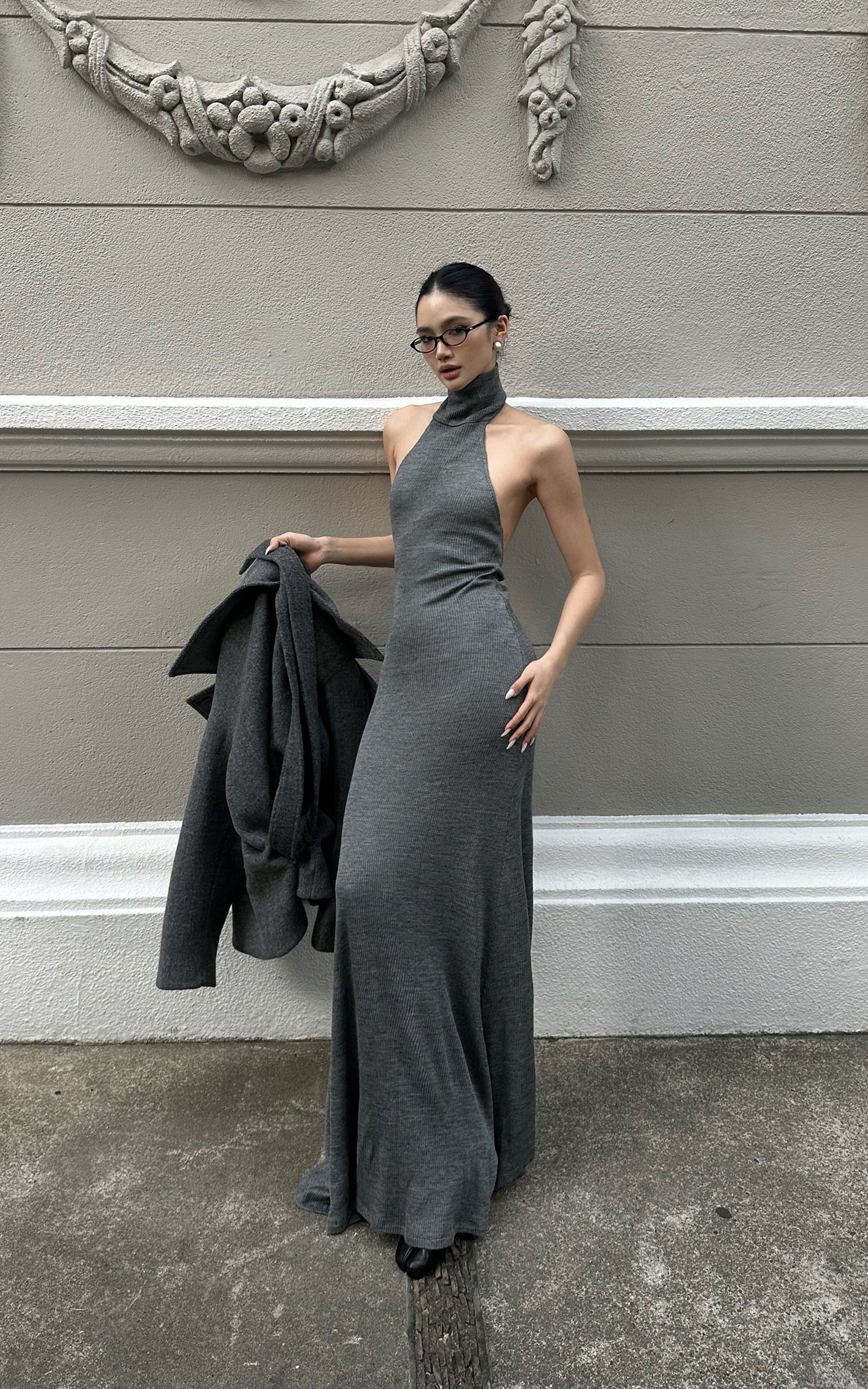 ROVENTE Halter Backless Rib-Knit Maxi Dress PINKPARKS ROVENTE Halter Backless Rib-Knit Maxi Dress PINKPARKS