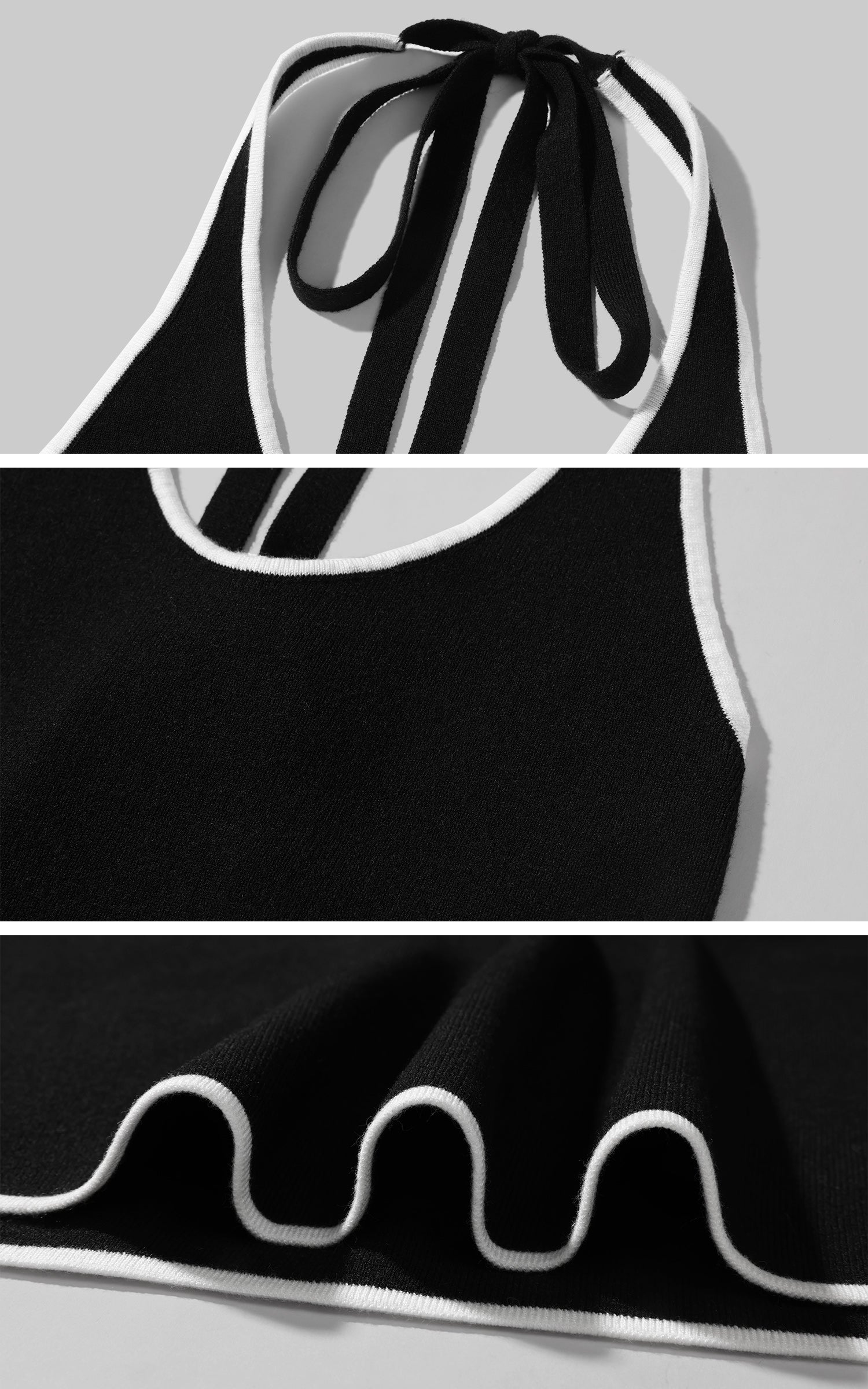 Rase le sol Open-Back Knit Maxi Dress with Contrast Piping