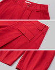 IAMXIAA Pantalon large plissé taille haute