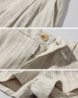 ROVENTE Pinstripe Linen Shirt and Shorts Set with Relaxed Fit and Tailored Detailing