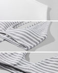 ROVENTE Sheer Drape Off-Shoulder Top & Striped Halter Bra Set